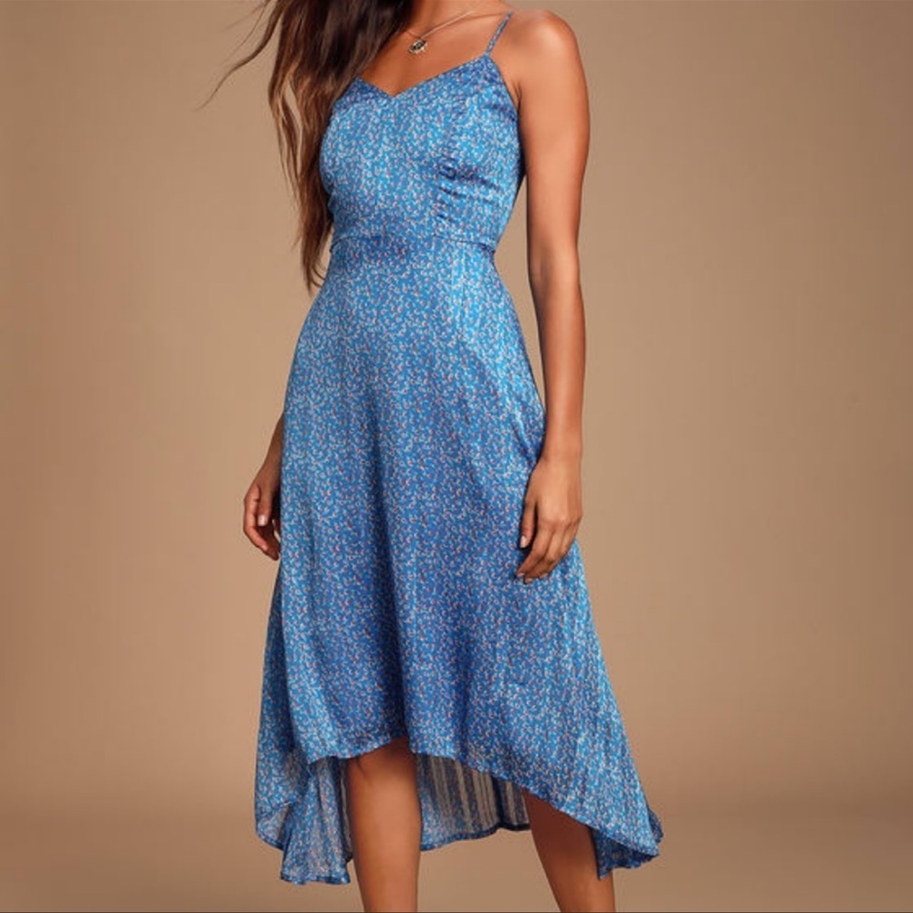 Lulu’s Dreams of Love Royal Blue Floral Midi Dress